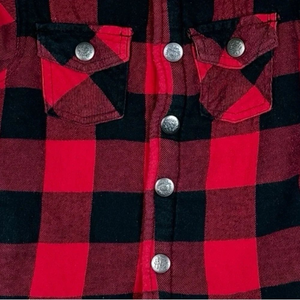 Red and Black Plaid Jacket with Sherpa Collar